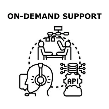 On demand technical support service concept vector Stockillustratie