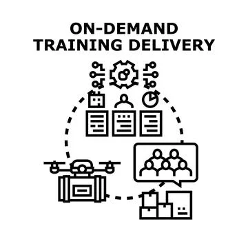 On demand training delivery combining technology. Scheduling. And diverse lea Stock Illustration