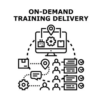 On demand training delivery concept illustration Illustrazione stock
