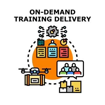 On demand training delivery concept representing modern education and e lea.. Stock Illustration
