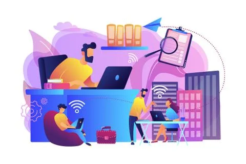 On-demand urban workspace concept vector illustration. Illustrazione stock