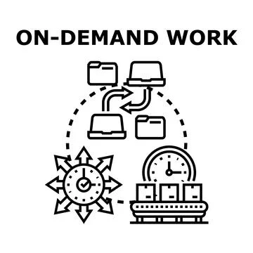 On demand work and efficient workflow organizing process Stock Illustration