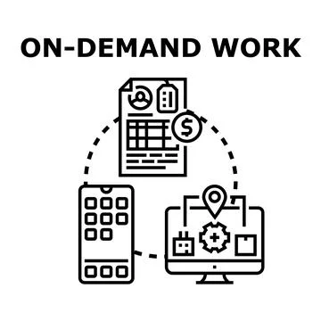 On demand work creating flexible employment opportunities Stock Illustration