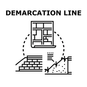 Demarcation line concept for property boundary planning Stock Illustration