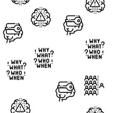 Dementia Brain Disease Seamless Pattern Vector Stock Illustration