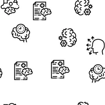 Dementia Brain Disease Seamless Pattern Vector 스톡 일러스트