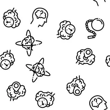 Dementia Brain Disease Seamless Pattern Vector 库存插图