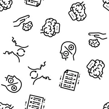 Dementia Brain Disease Seamless Pattern Vector 스톡 일러스트
