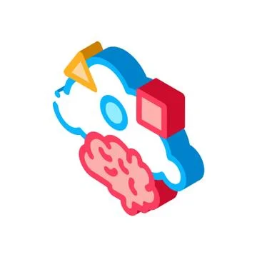 Dementia brain figures isometric icon vector illustration 스톡 일러스트
