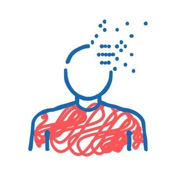 Dementia psychological problems icon doodle illustration Stock Illustration
