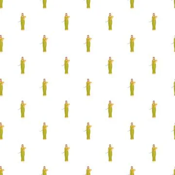 Demeter goddess seamless pattern with wheat and sickle Stock Illustration
