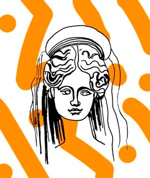 Demeter vector marble head. Work of art of ancient Greece era. Stock Illustration