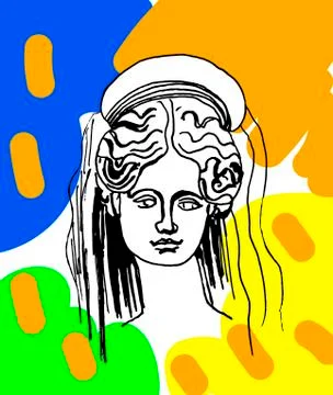 Demeter vector marble head. Work of art of ancient Greece era. Stock Illustration