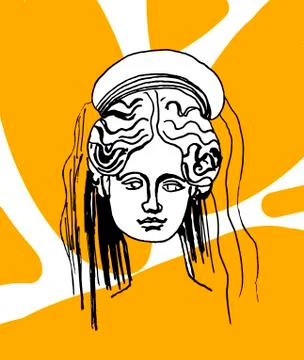 Demeter vector marble head. Work of art of ancient Greece era. Stock Illustration
