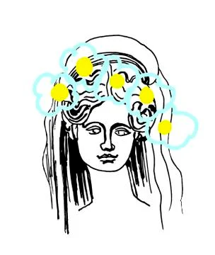 Demeter vector marble head. Work of art of ancient Greece era. Stock Illustration