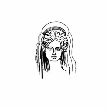 Demeter vector marble head.Work of art of ancient Greece era. Stock Illustration