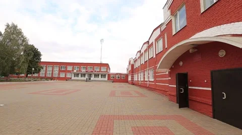 Demetrius Agricultural College. The building is made of red brick. Stock Footage