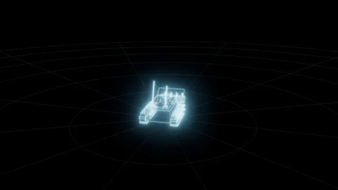 Deminer ugv hologram self assembling turntable technical drawing 3D animation Stock Footage 342241240