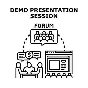 Demo presentation session forum webinar online concept Stock Illustration