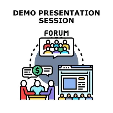 Demo presentation session forum webinar online concept Stock Illustration