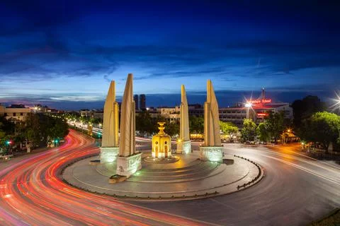Democracy monument at sunset timing Stock Photos