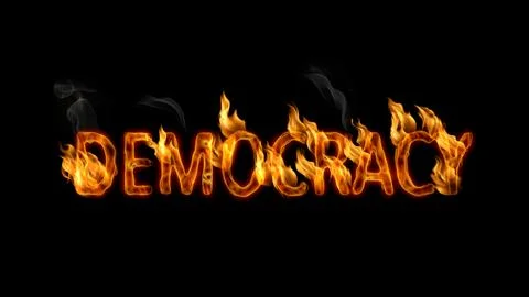 Democracy Word Burning Иллюстрация