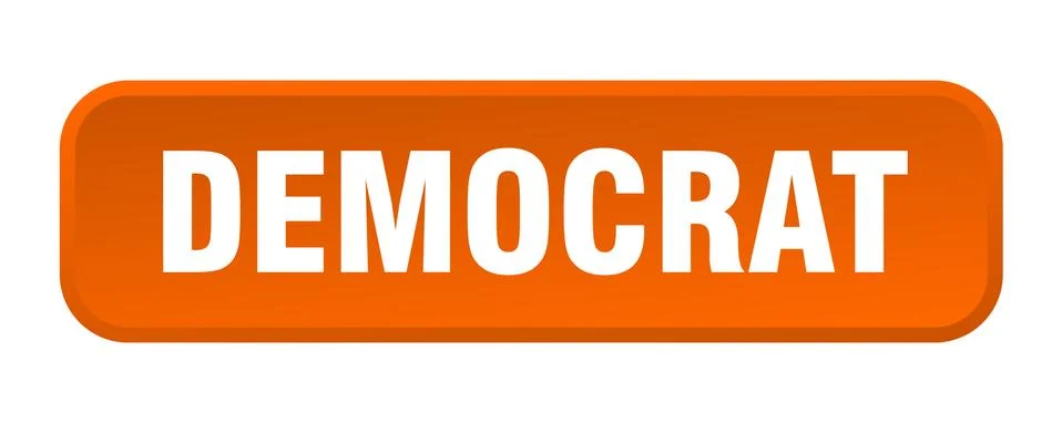 Democrat button. democrat square 3d push button 스톡 일러스트