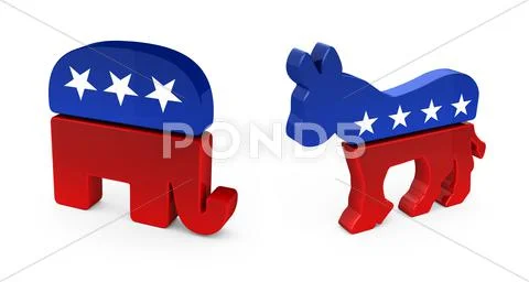 Democrat donkey and republican elephant Stock Illustration
