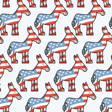 Democrat Donkey seamless pattern. Donkey texture. Symbol of  political party  Illustrazione stock
