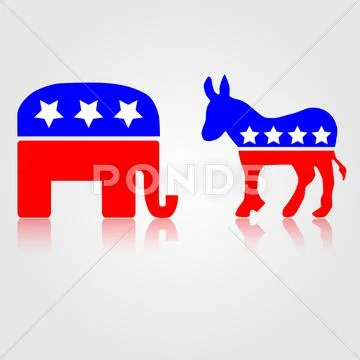 Democratic and Republican political symbols Stock Illustration