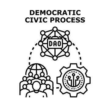 Democratic civic process outlining community governance and decision making Illustrazione stock