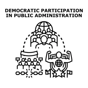 Democratic participation in public administration concept icon Stock Illustration