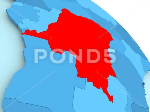 Democratic Republic of Congo on blue globe Stock Photos