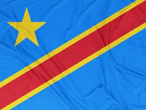 Democratic Republic of the Congo Dynamic Flag Motion with Intense Wind Waves Stock Photos