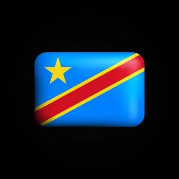 Democratic Republic Of The Congo Flag 3D Icon. National Flag of the Democratic Stock Illustration