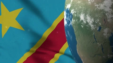 Democratic Republic Of The Congo Flag and DR Congo Map on Earth Globe 4K Stock Footage 220776208