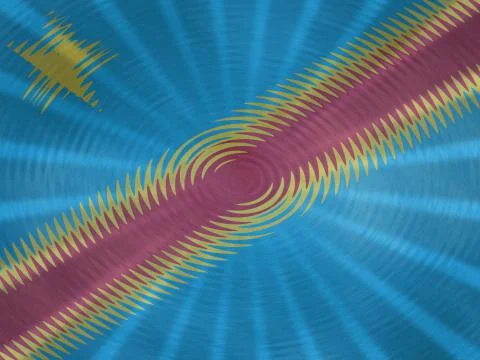 Democratic Republic of Congo flag background with ripples and rays illustrati Stock Illustration