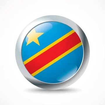 Democratic Republic of the Congo flag button Stock Illustration