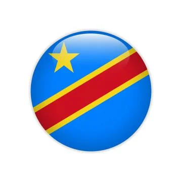 Democratic Republic Congo flag on button Stock Illustration