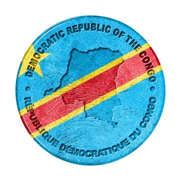 Democratic Republic of Congo Flag Button with Map Stock Photos
