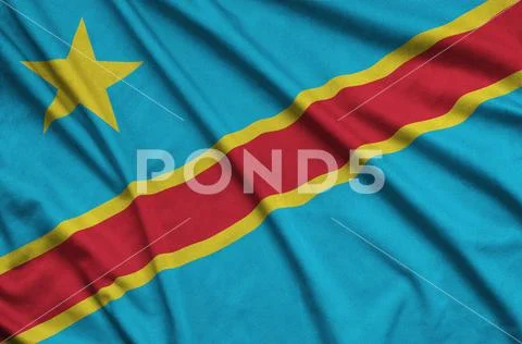 Democratic Republic of the Congo flag is depicted on a sports cloth fabric w Stock Photos