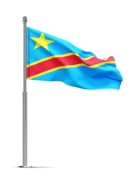 Democratic Republic of the Congo Flag isolated on white background Stock Illustration