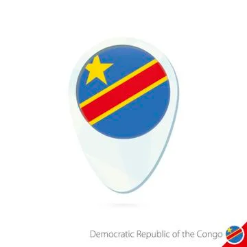 Democratic Republic of the Congo flag location map pin icon on white backgrou Stock Illustration