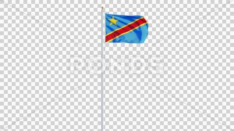 Democratic Republic of the Congo flag, long shot, isolated with alpha channel Stock Photos