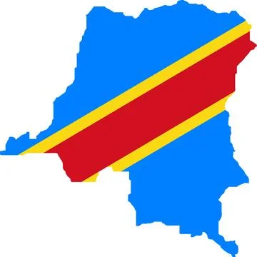 Democratic Republic of the Congo Flag in Map, Democratic Republic of the Co.. Stock Illustration