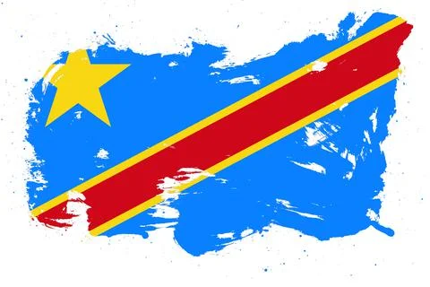 Democratic republic of the congo flag with painted grunge brush stroke effect Illustrazione stock