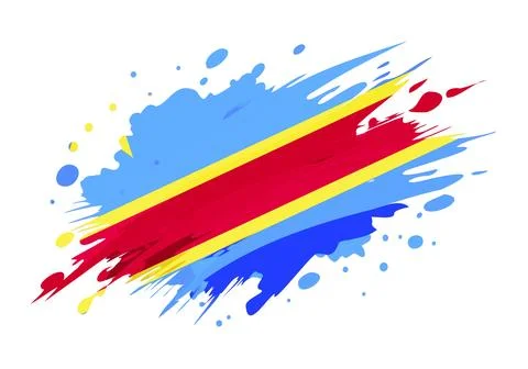 Democratic Republic of Congo flag painted with Grunge brush stroke, waterco.. Stock Illustration