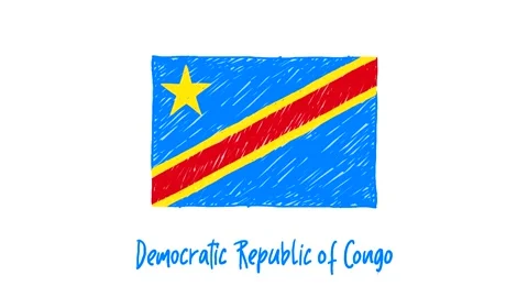 Democratic Republic of Congo Flag Pencil Sketch Looping Animation Stock Footage 212768568