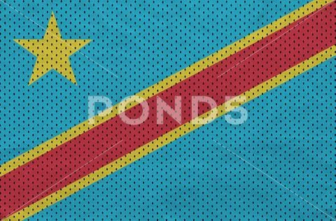 Democratic Republic of the Congo flag printed on a polyester nyl Stock Photos