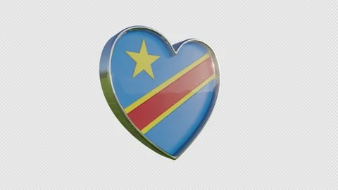 Democratic Republic of the Congo Flag in the Shape of 3D Heart. Video stock 137941337